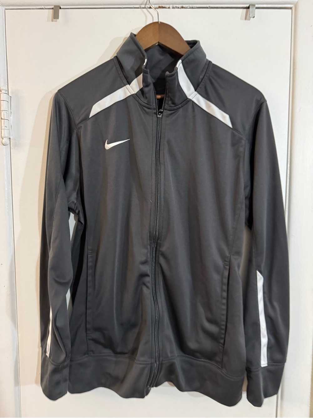 Nike Gray Performance Full-Zip Jacket with White Accents